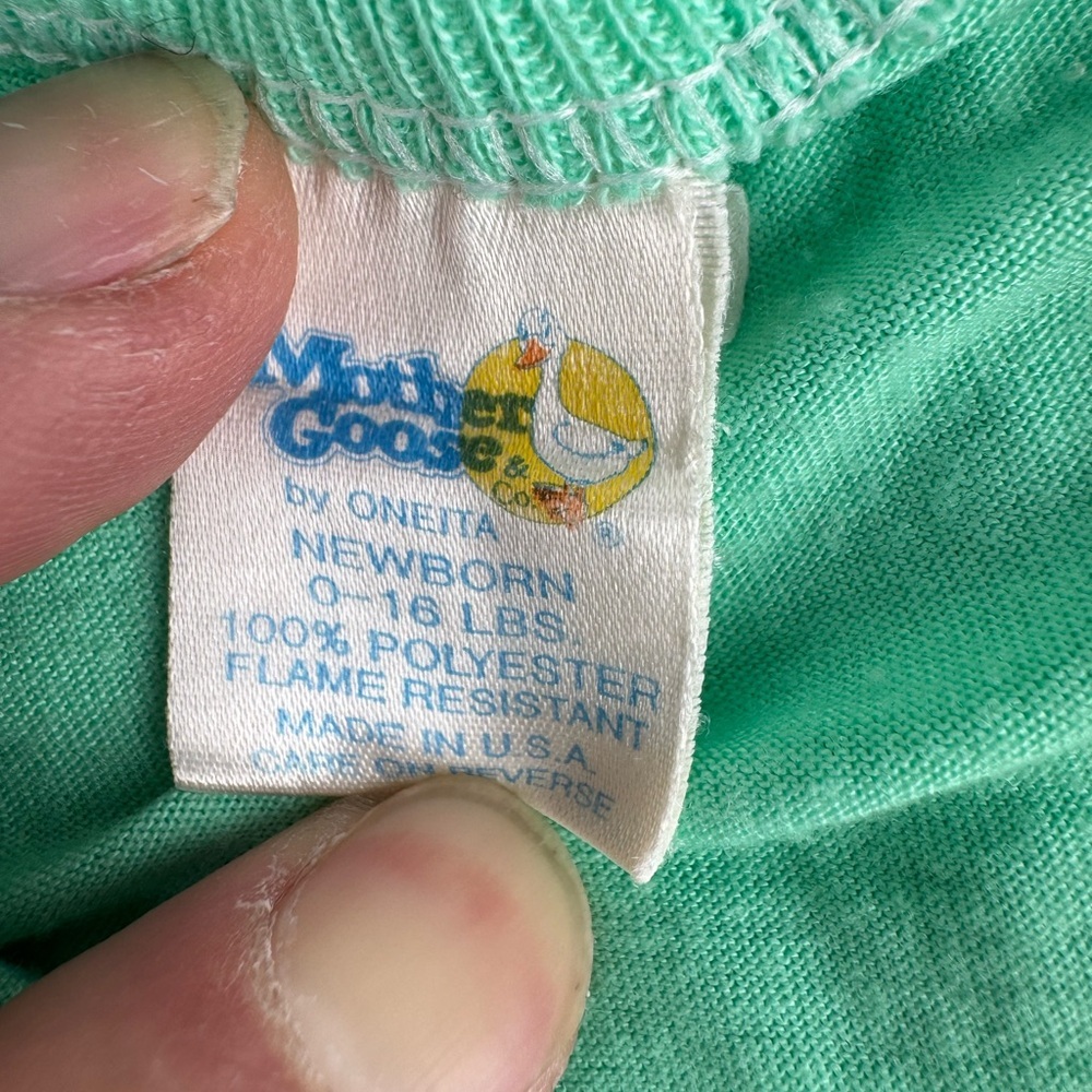 Vintage 1993 Mother Goose Turquoise Newborn Sleep Sack - Picture 4 of 6